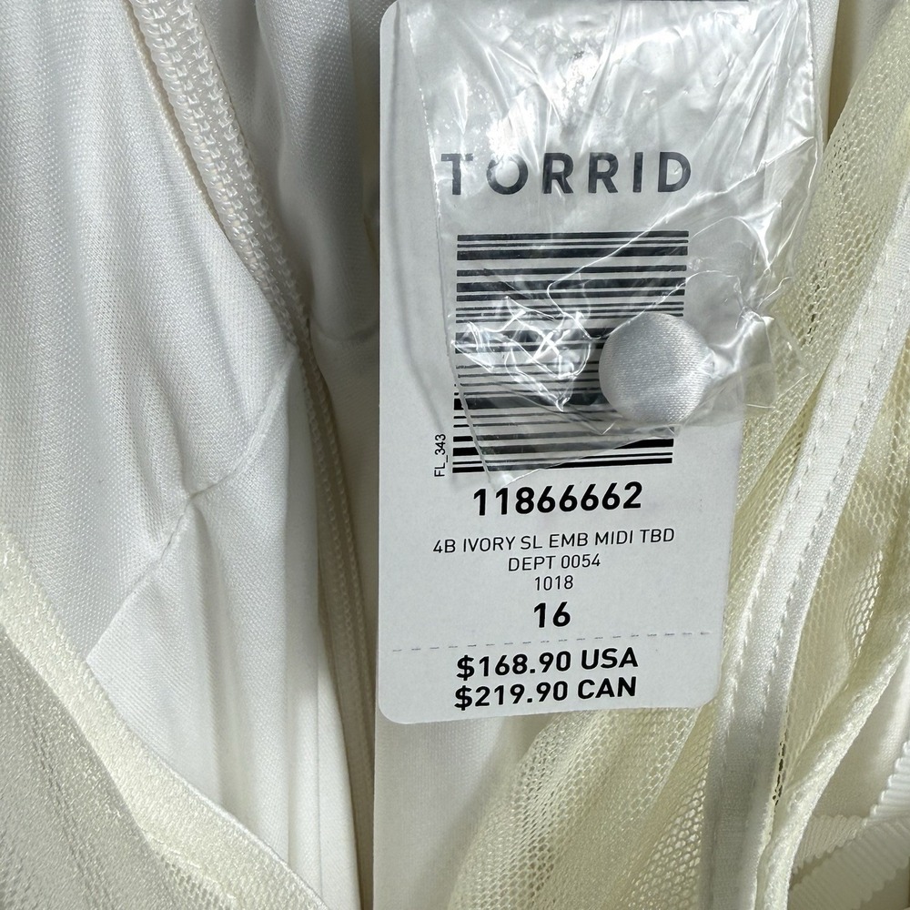 Torrid Midi Dress Womens 16 Ivory Wedding Hi-Lo Hem Sweatheart Neckline NWT - Picture 11 of 14